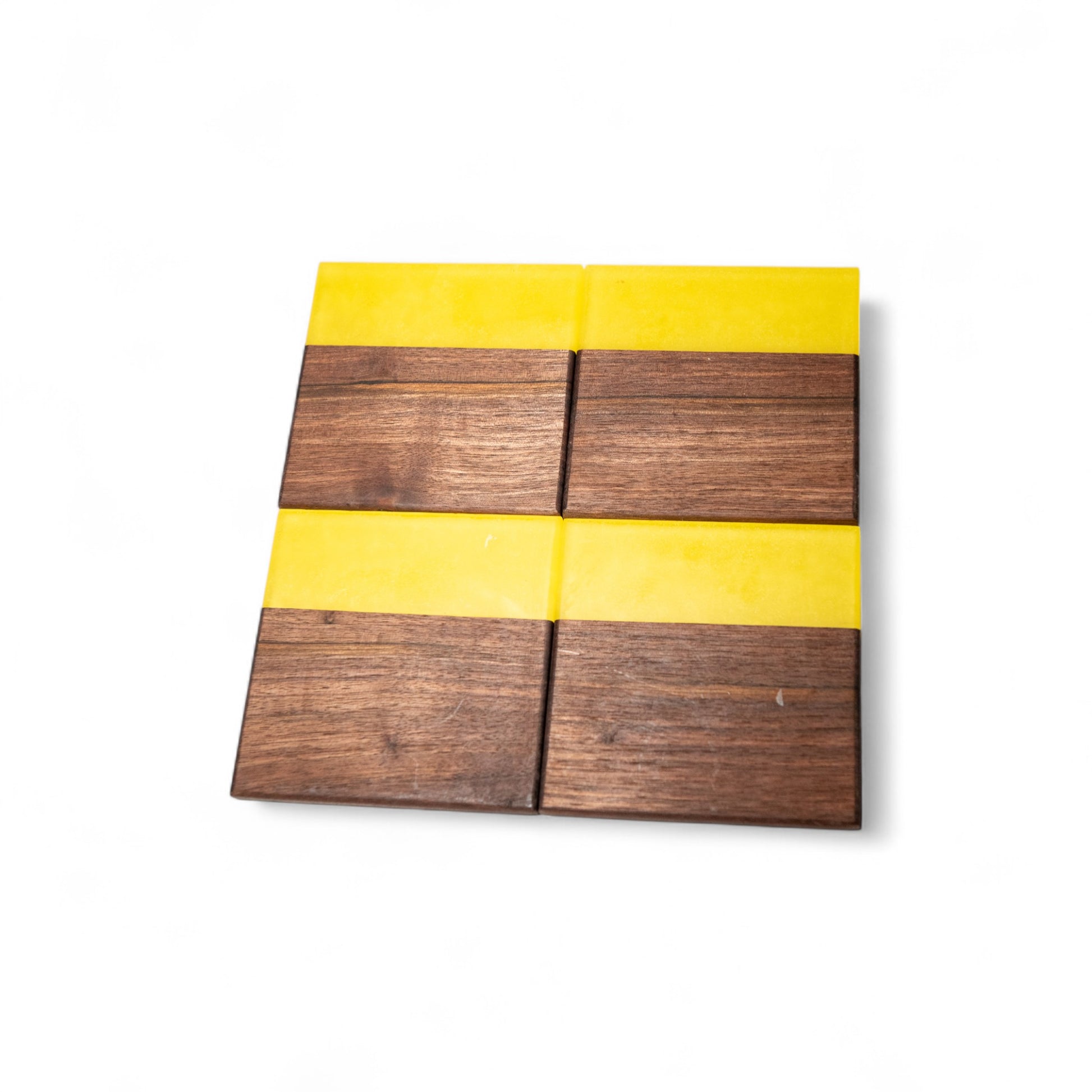 Walnut Wood with Yellow Epoxy Coaster