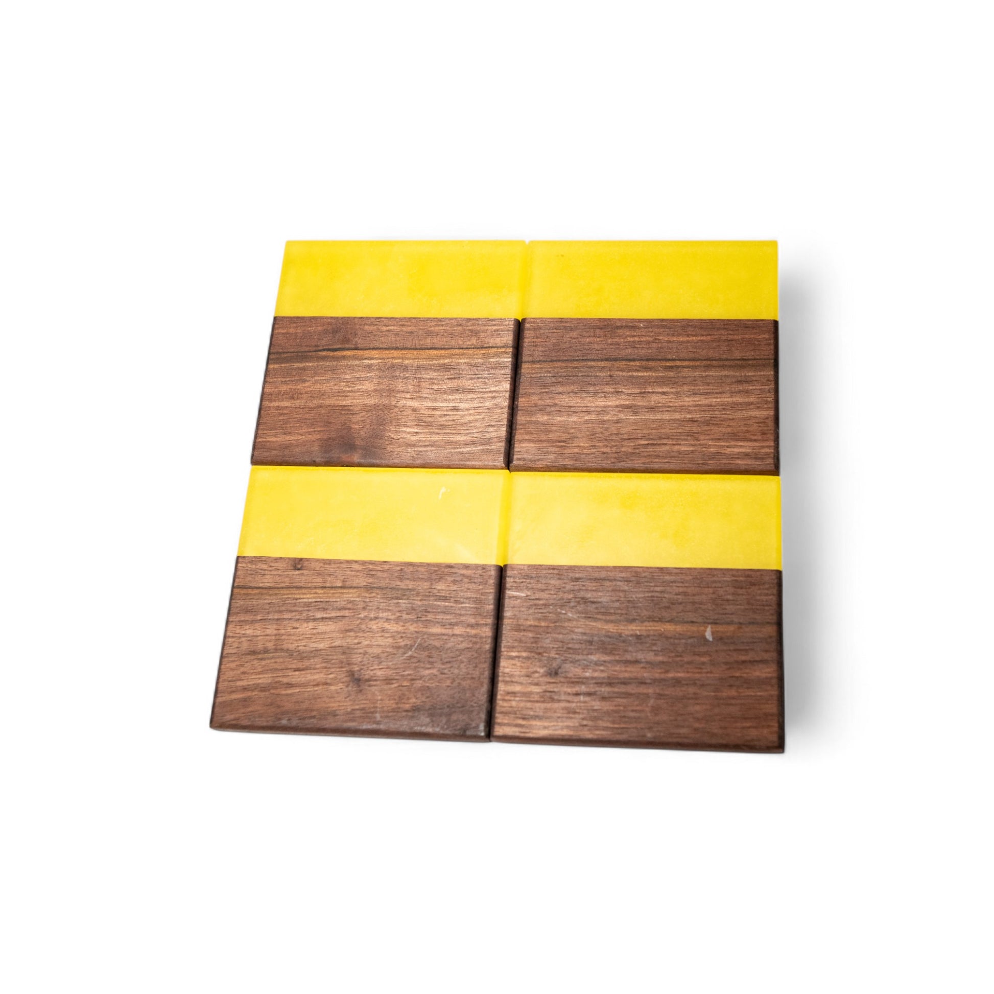 Walnut Wood with Yellow Epoxy Coaster