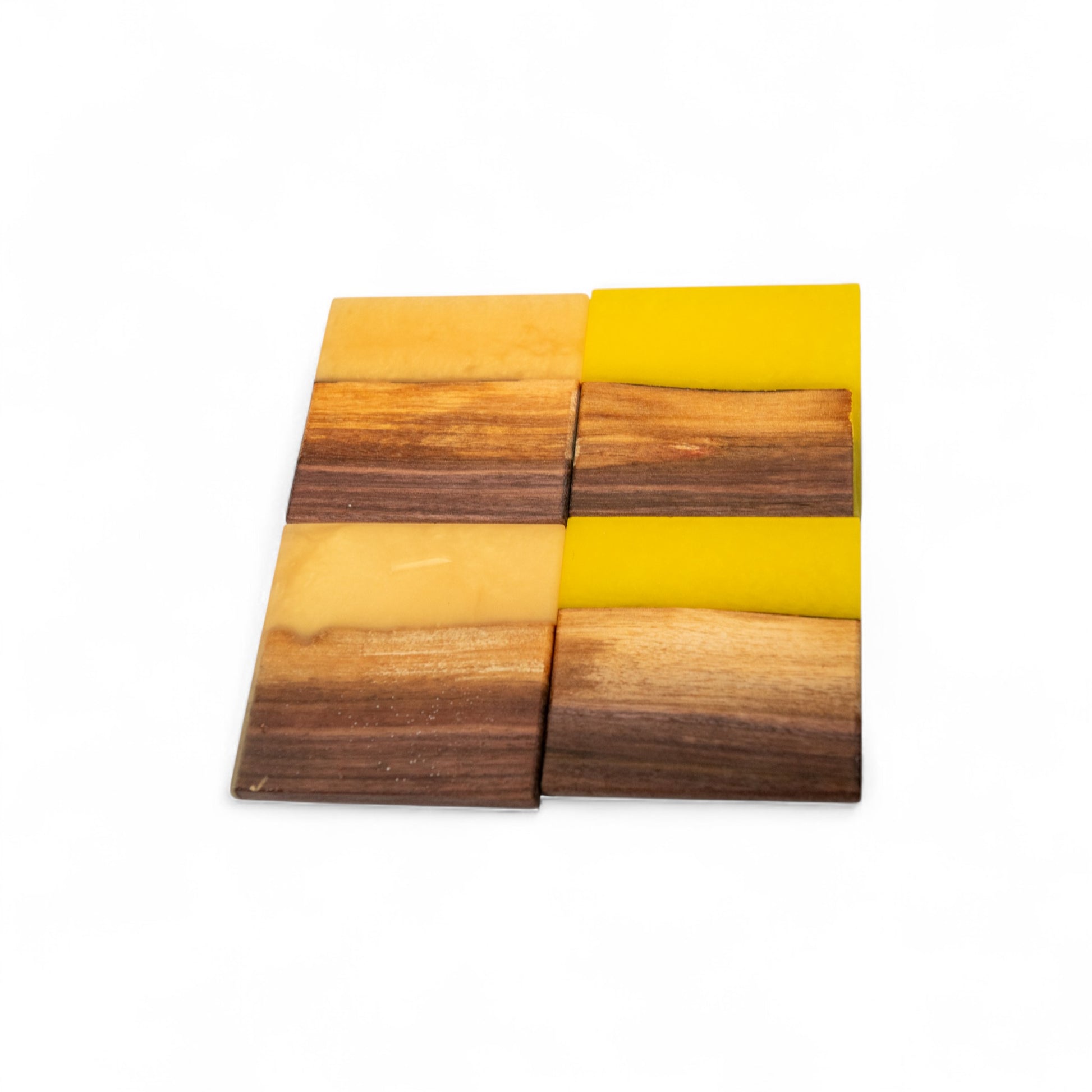 Walnut Wood with Yellow/Tan Epoxy Coaster