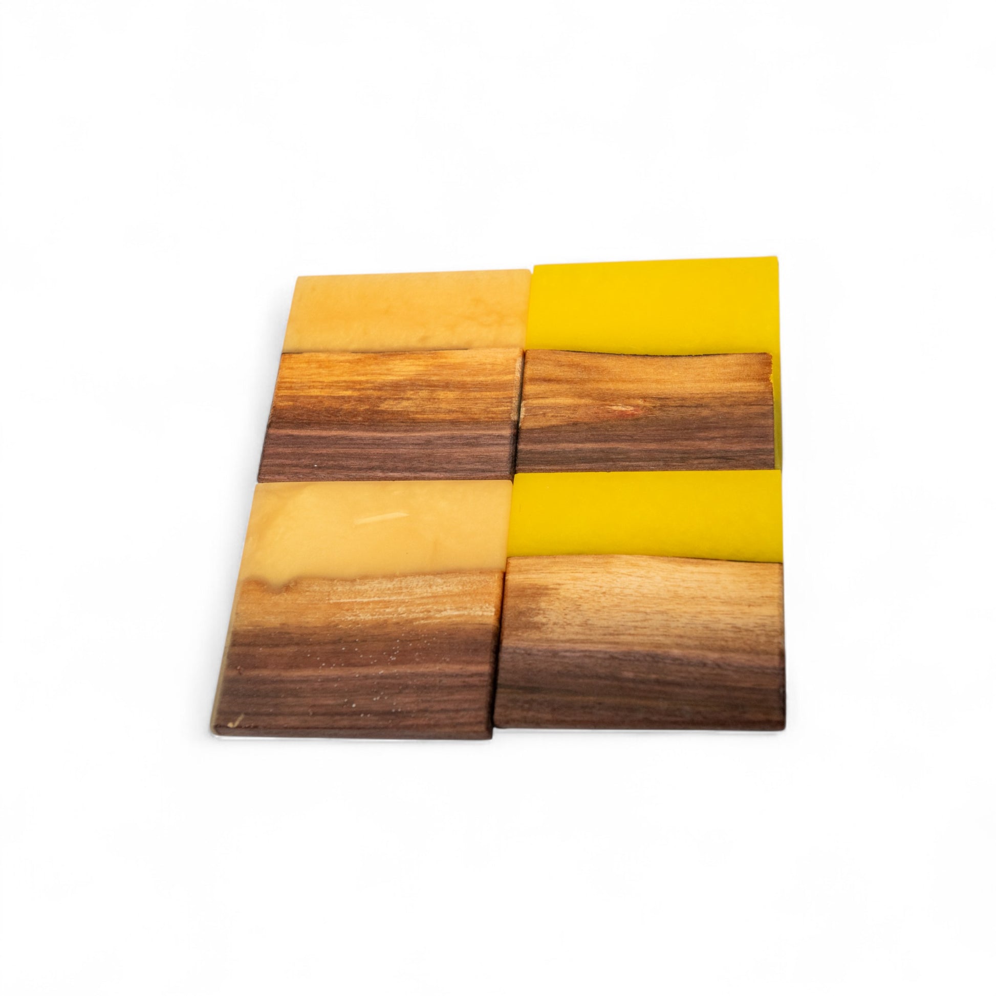Walnut Wood with Yellow/Tan Epoxy Coaster