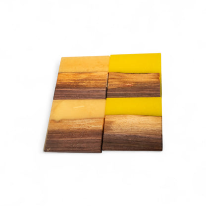 Walnut Wood with Yellow/Tan Epoxy Coaster