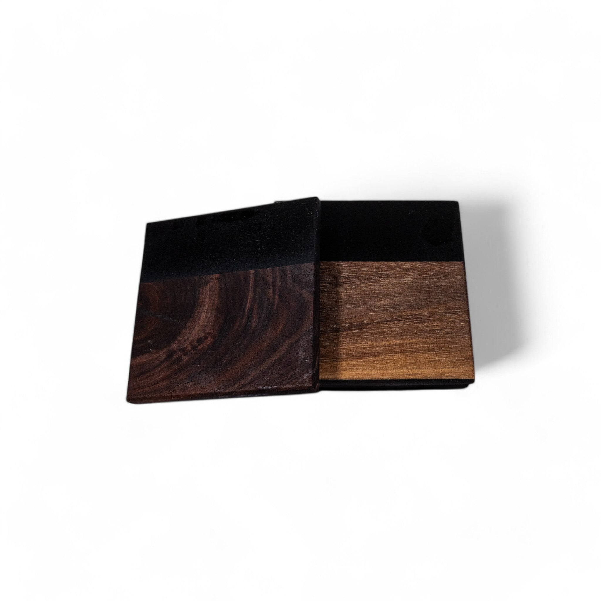 Walnut with Black Epoxy Coaster