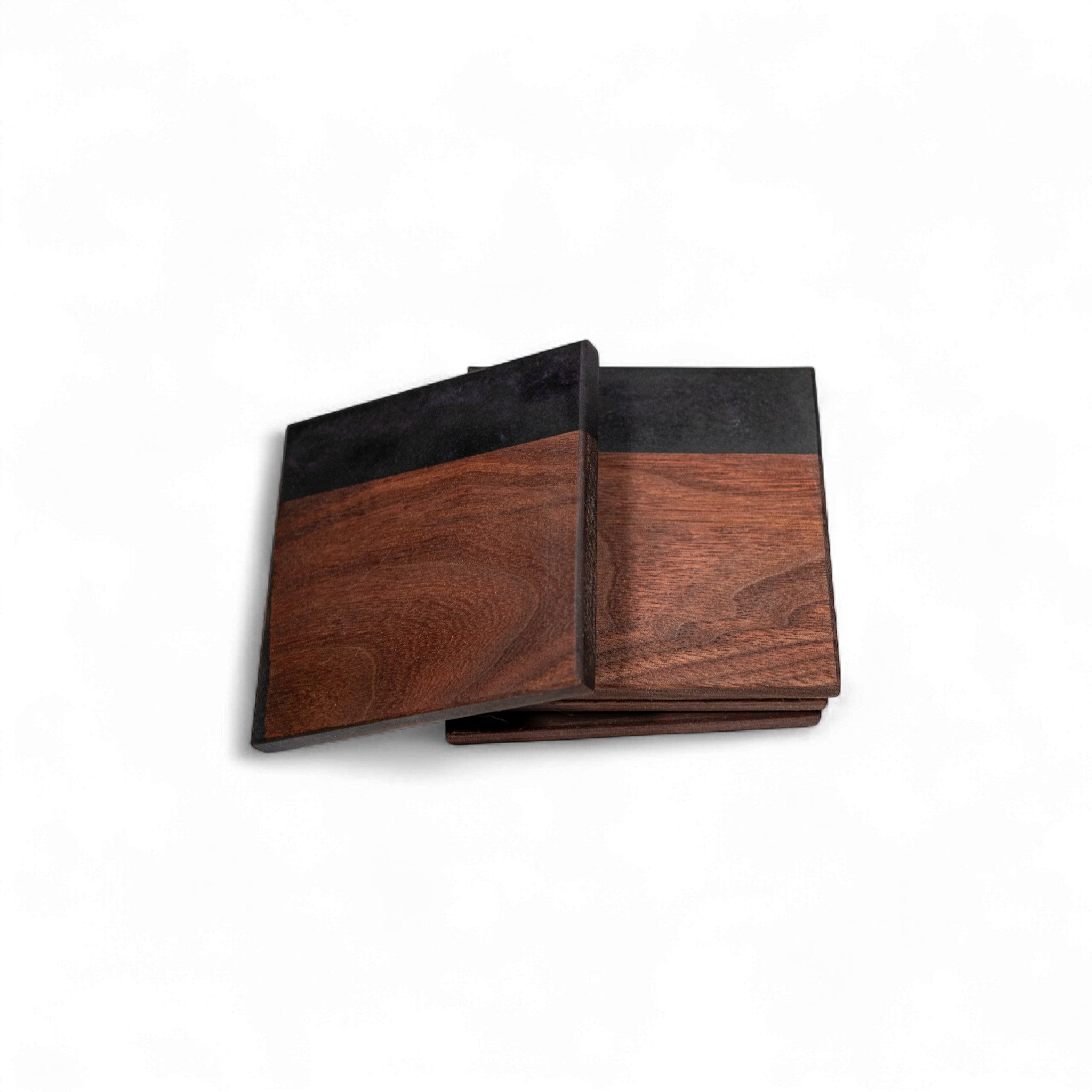 Walnut with Black Epoxy Coaster