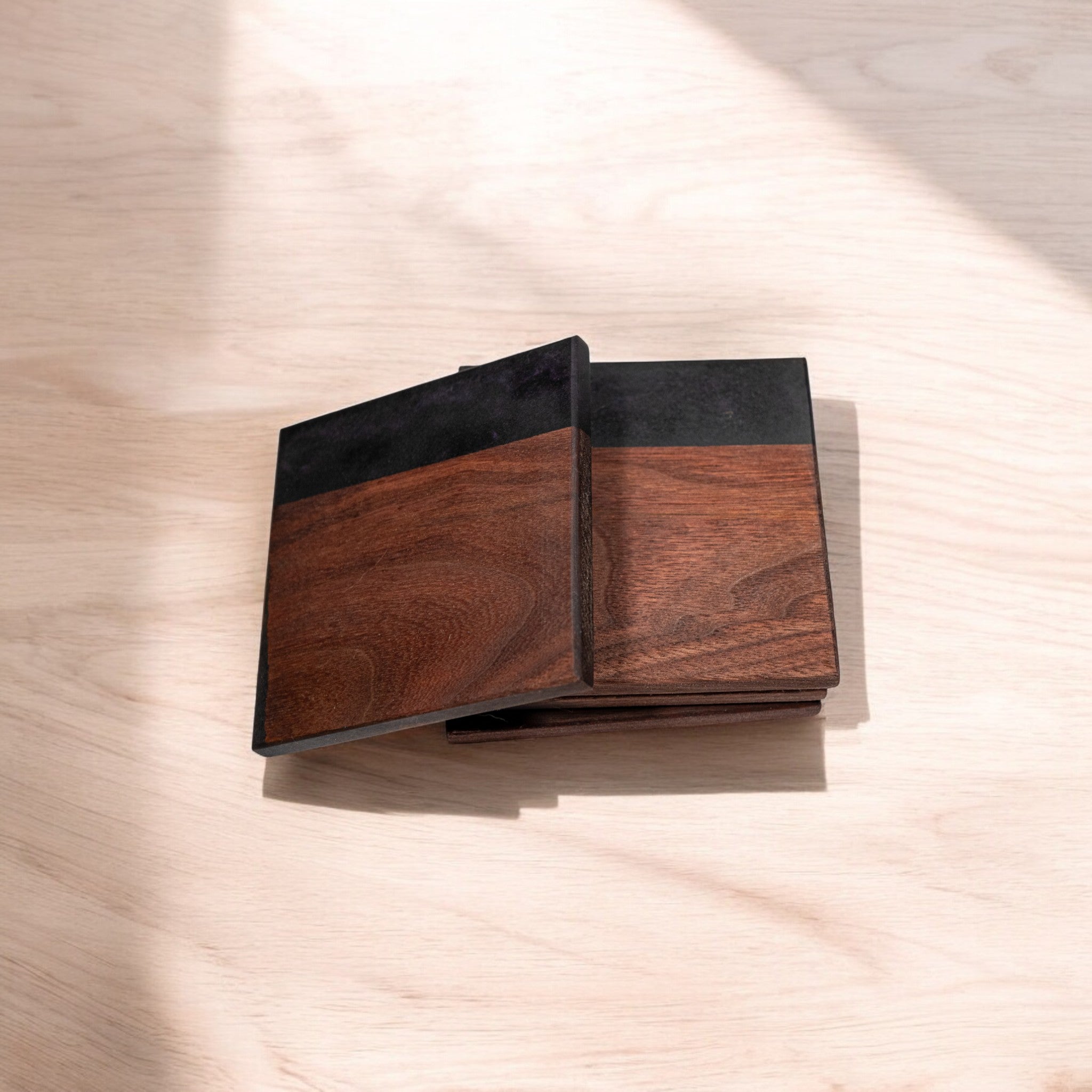 Walnut with Black Epoxy Coaster