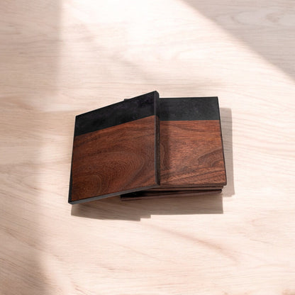 Walnut with Black Epoxy Coaster
