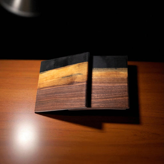 Walnut with Black Epoxy Coaster