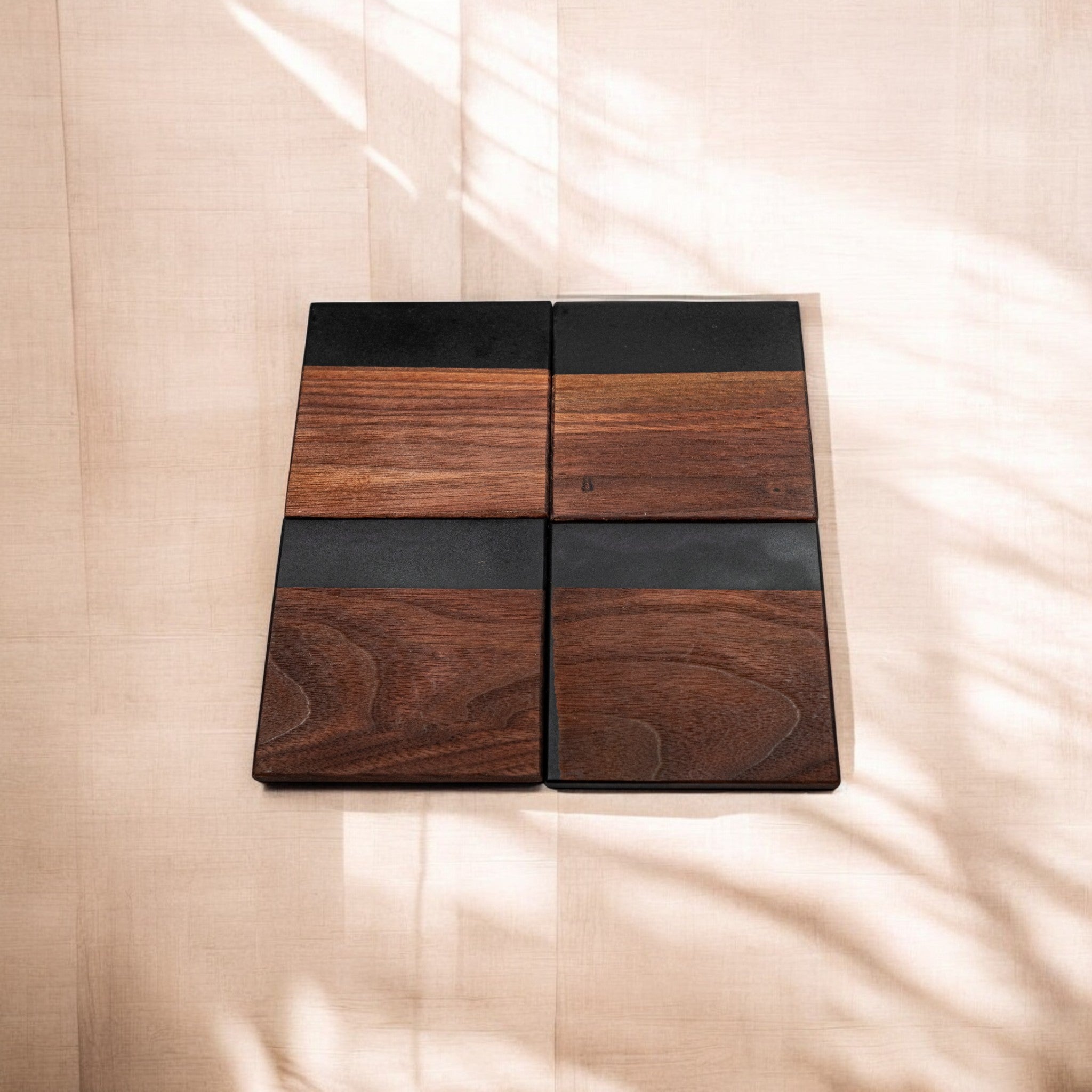 Walnut with Black Epoxy Coaster