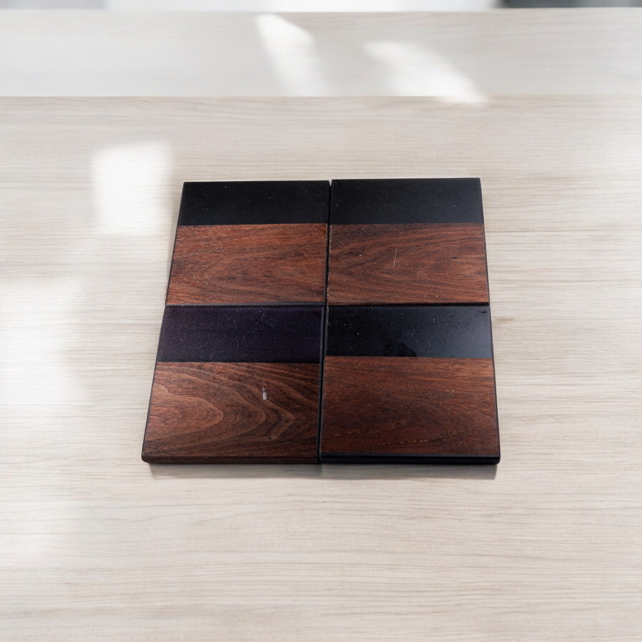 Walnut with Black Purple Epoxy Coaster