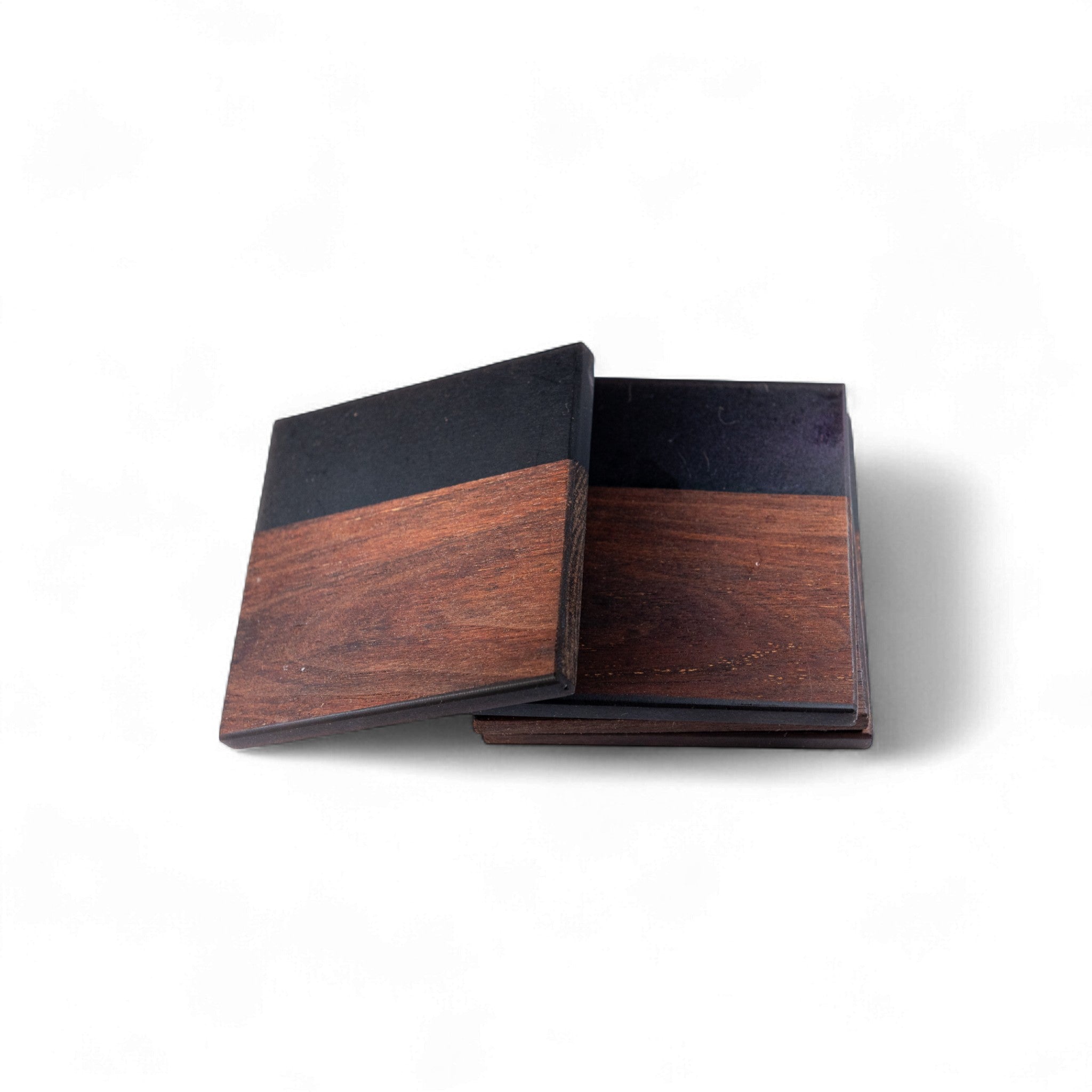 Walnut with Black Purple Epoxy Coaster