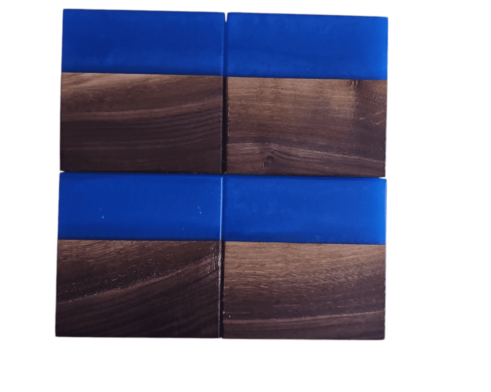 Walnut with Dark Blue Epoxy Coaster