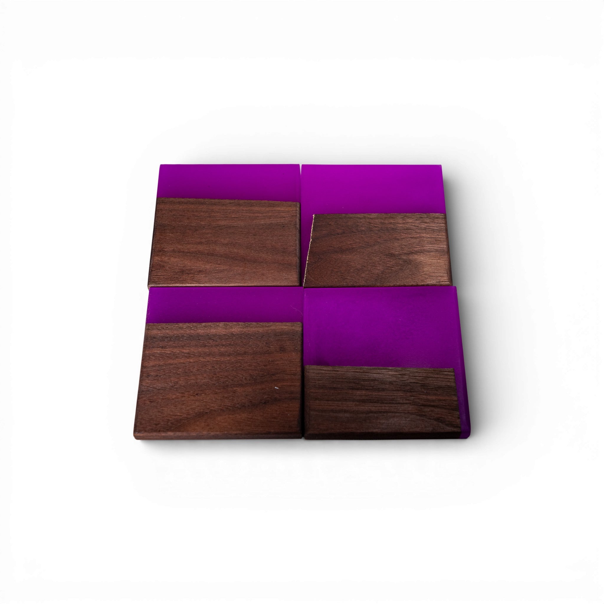 Walnut with Fluorescent Purple Epoxy Coaster