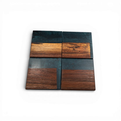 Walnut with Grey Metal Epoxy Coaster
