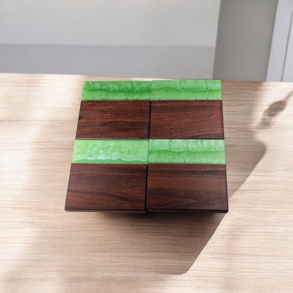 Walnut with Jade Epoxy Coaster