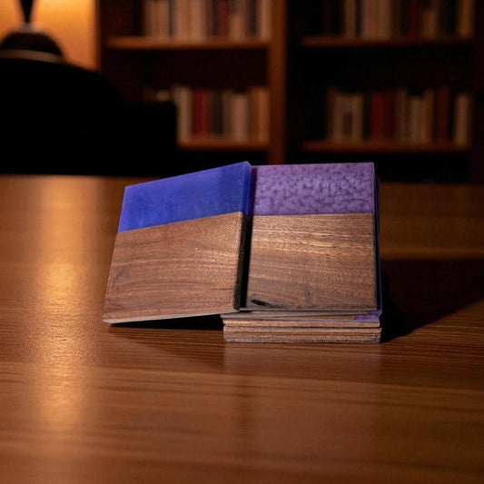 Walnut with Light Purple/Purple Epoxy Coaster