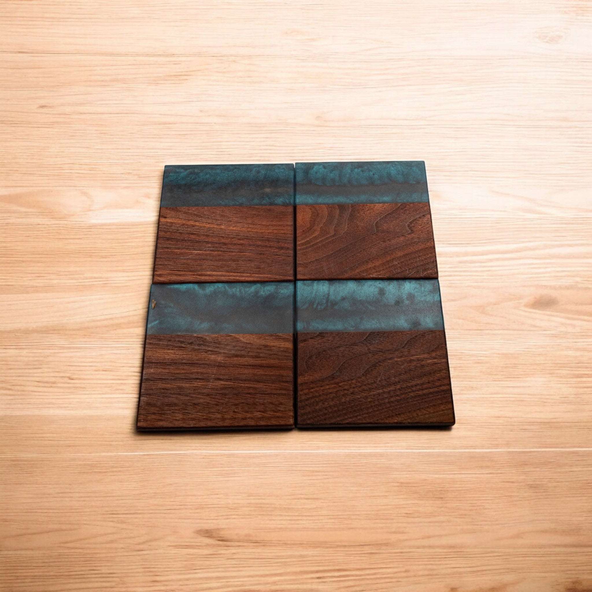 Walnut with Metal Grey Epoxy Coaster