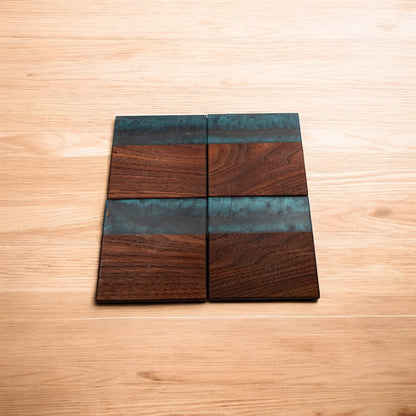 Walnut with Metal Grey Epoxy Coaster