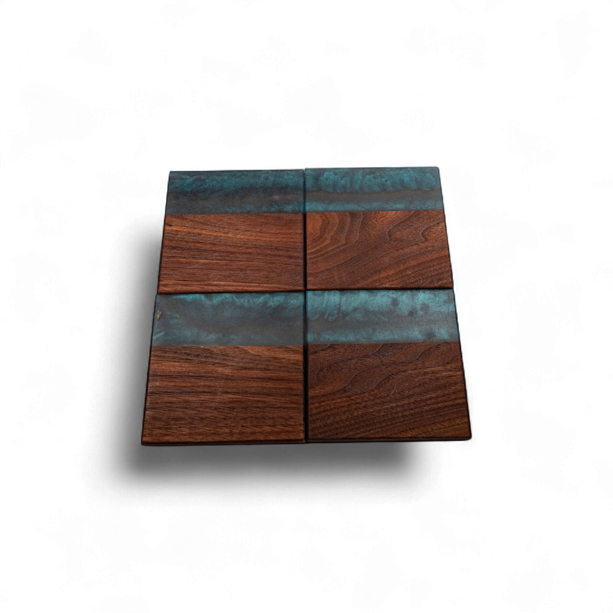 Walnut with Metal Grey Epoxy Coaster