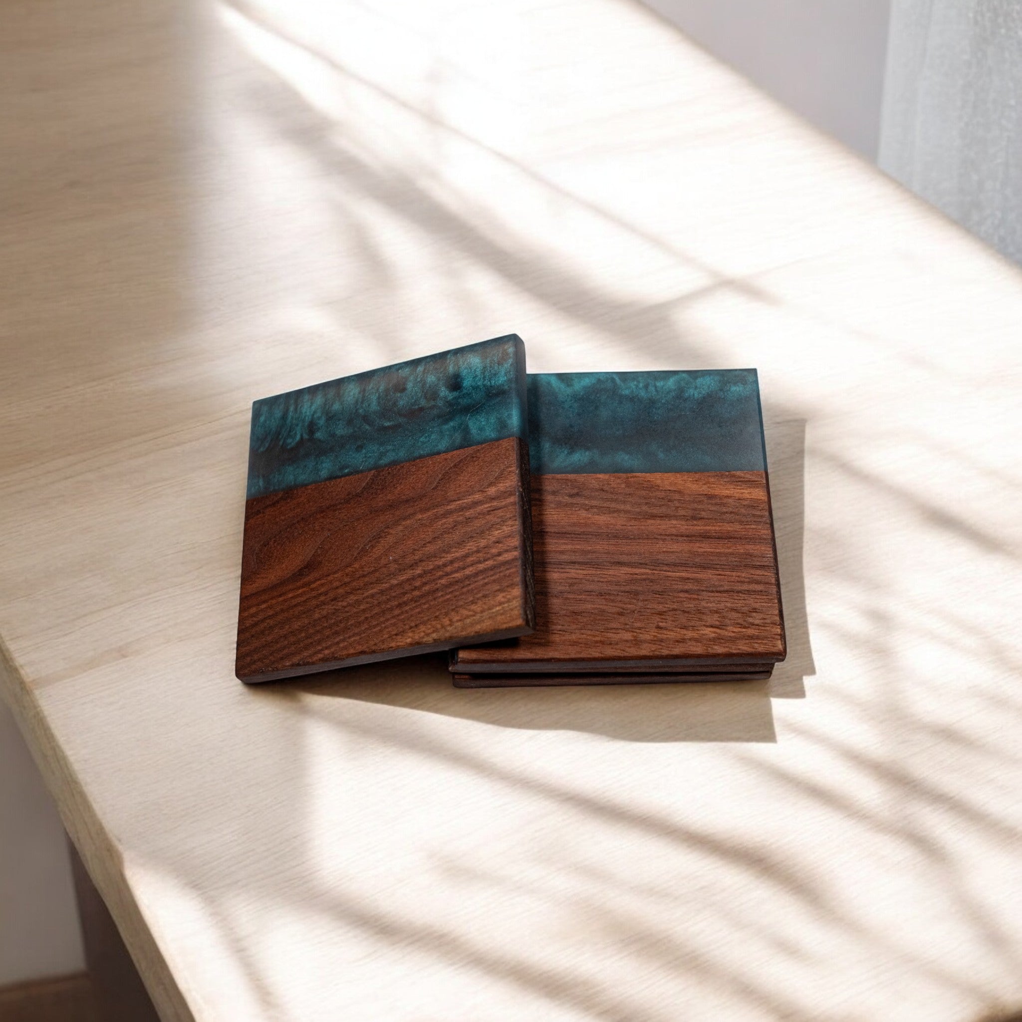 Walnut with Metal Grey Epoxy Coaster
