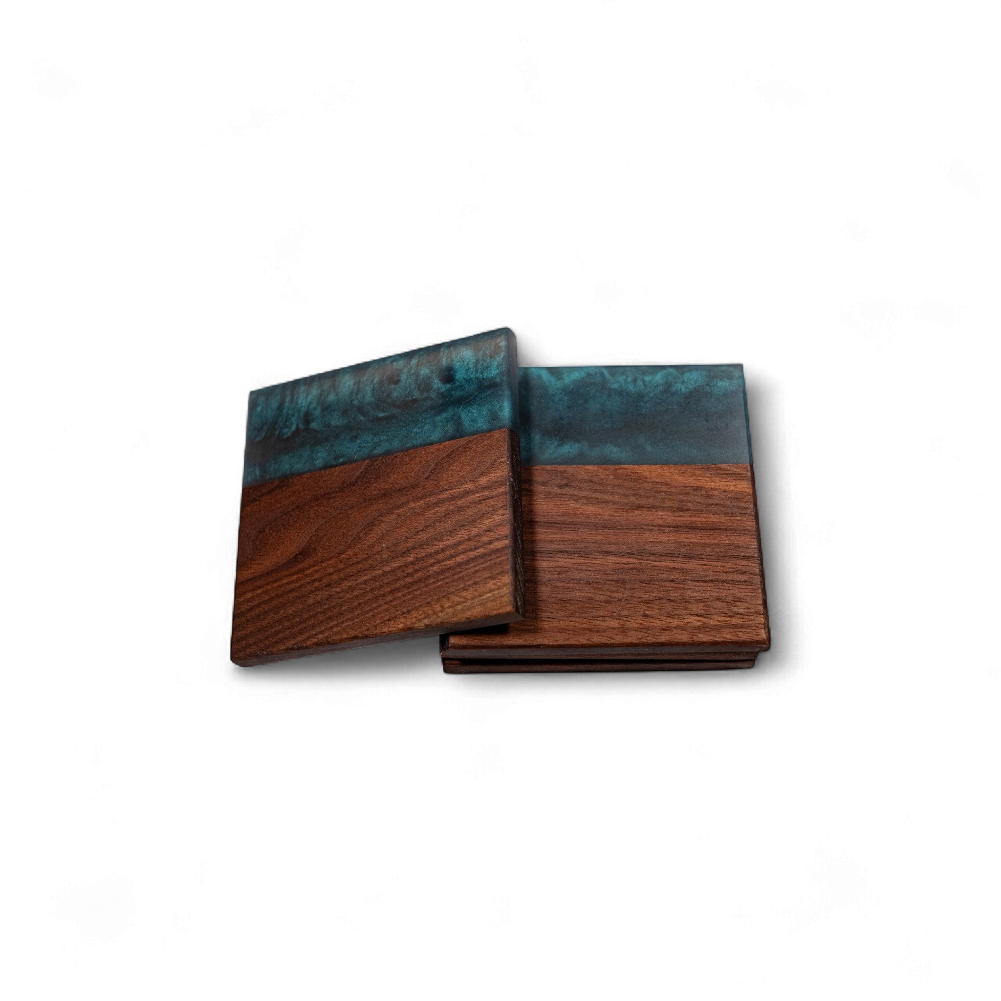 Walnut with Metal Grey Epoxy Coaster