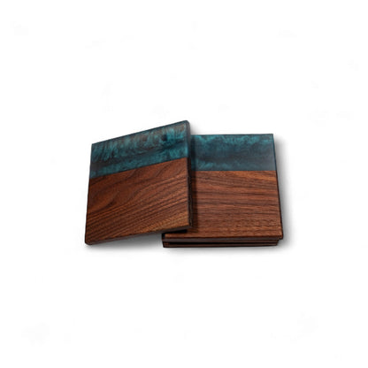 Walnut with Metal Grey Epoxy Coaster