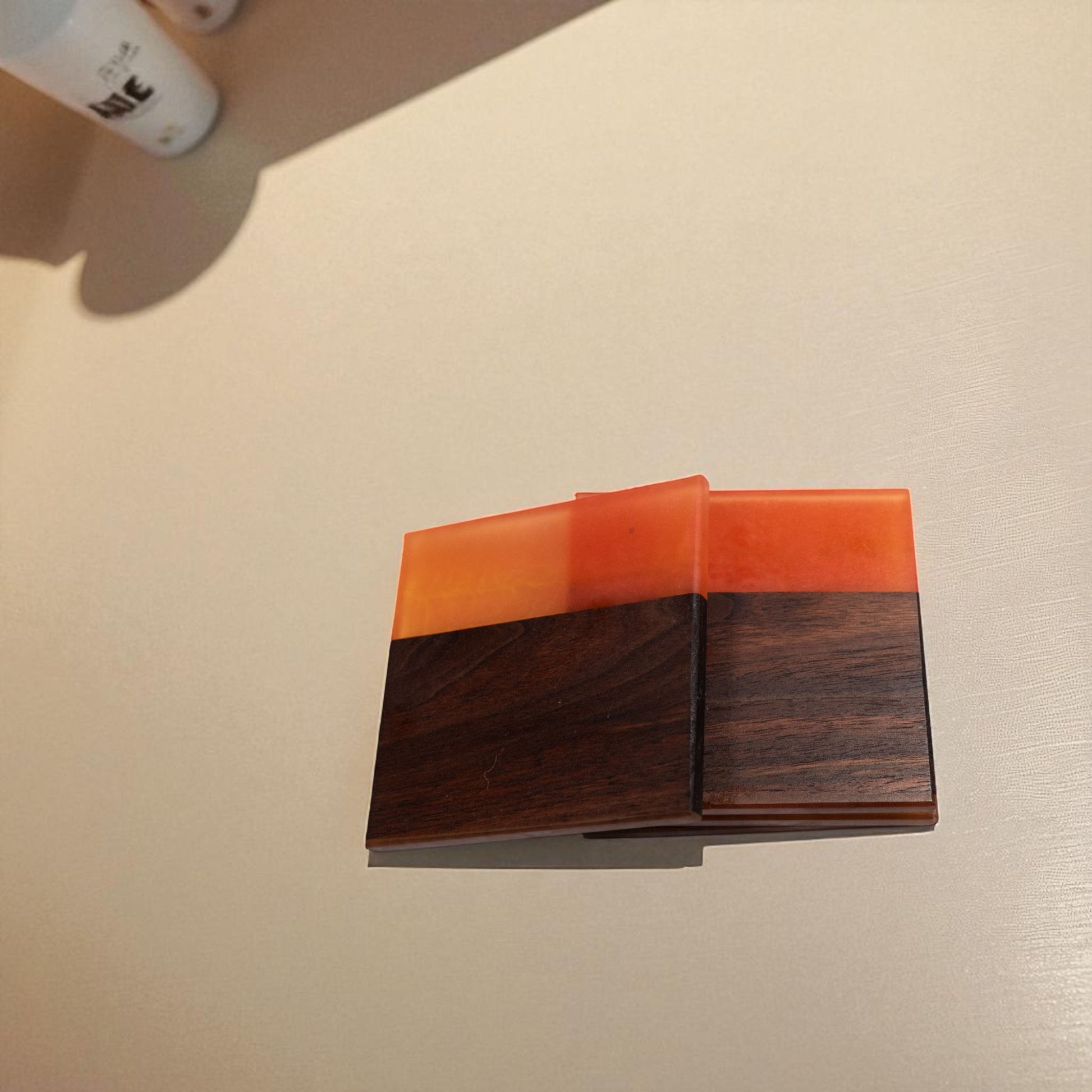 Walnut with Orange Epoxy Coaster