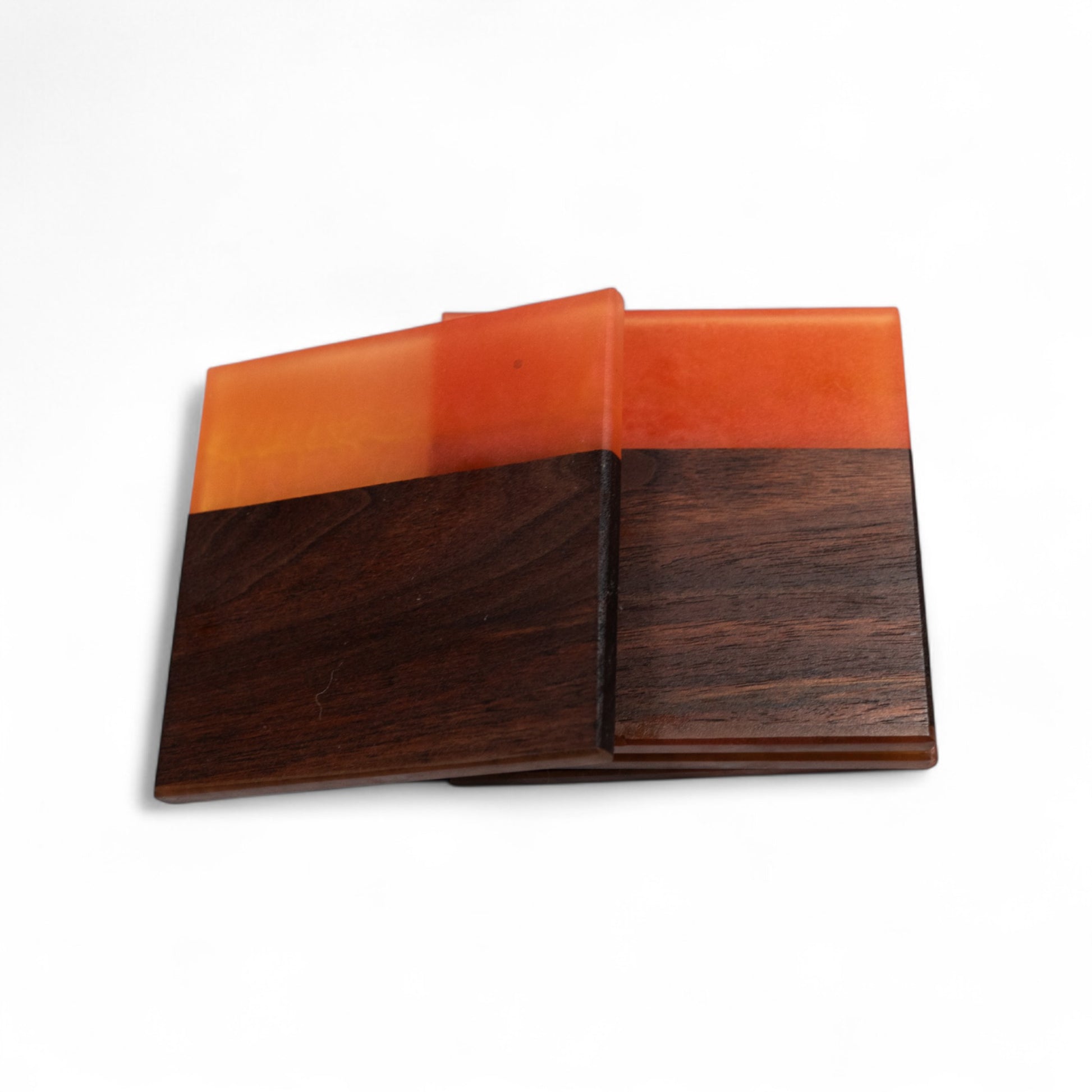Walnut with Orange Epoxy Coaster