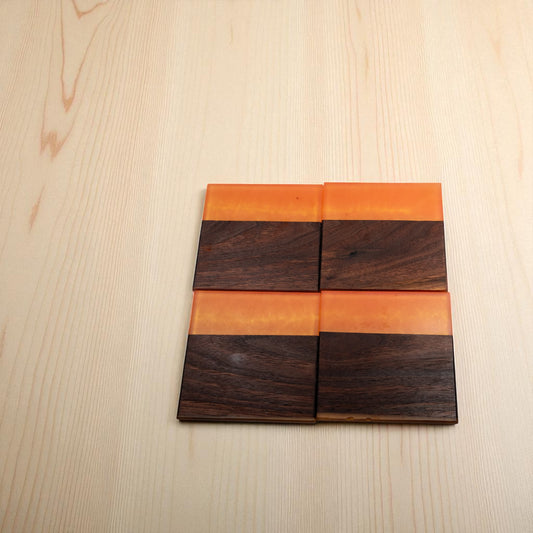 Walnut with Orange Epoxy Coaster