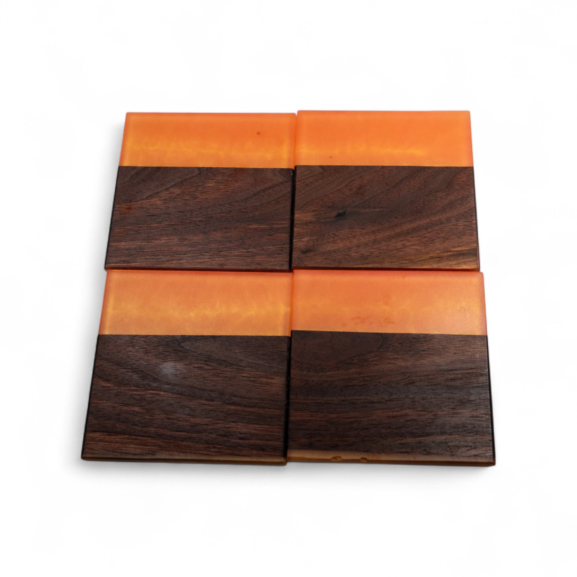 Walnut with Orange Epoxy Coaster