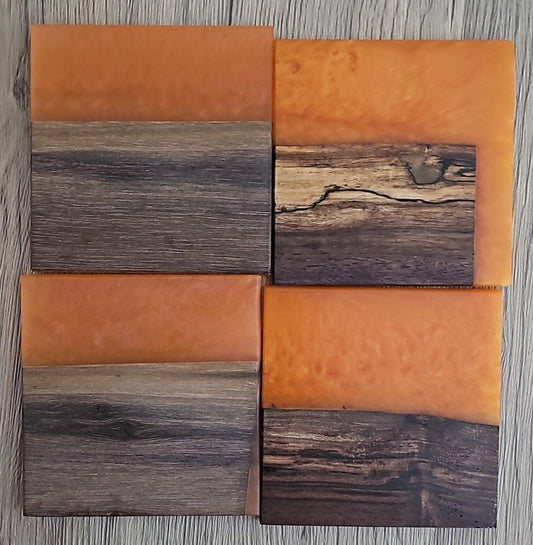 Walnut with Orange Epoxy Coaster