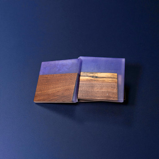 Walnut with Purple Epoxy Coaster