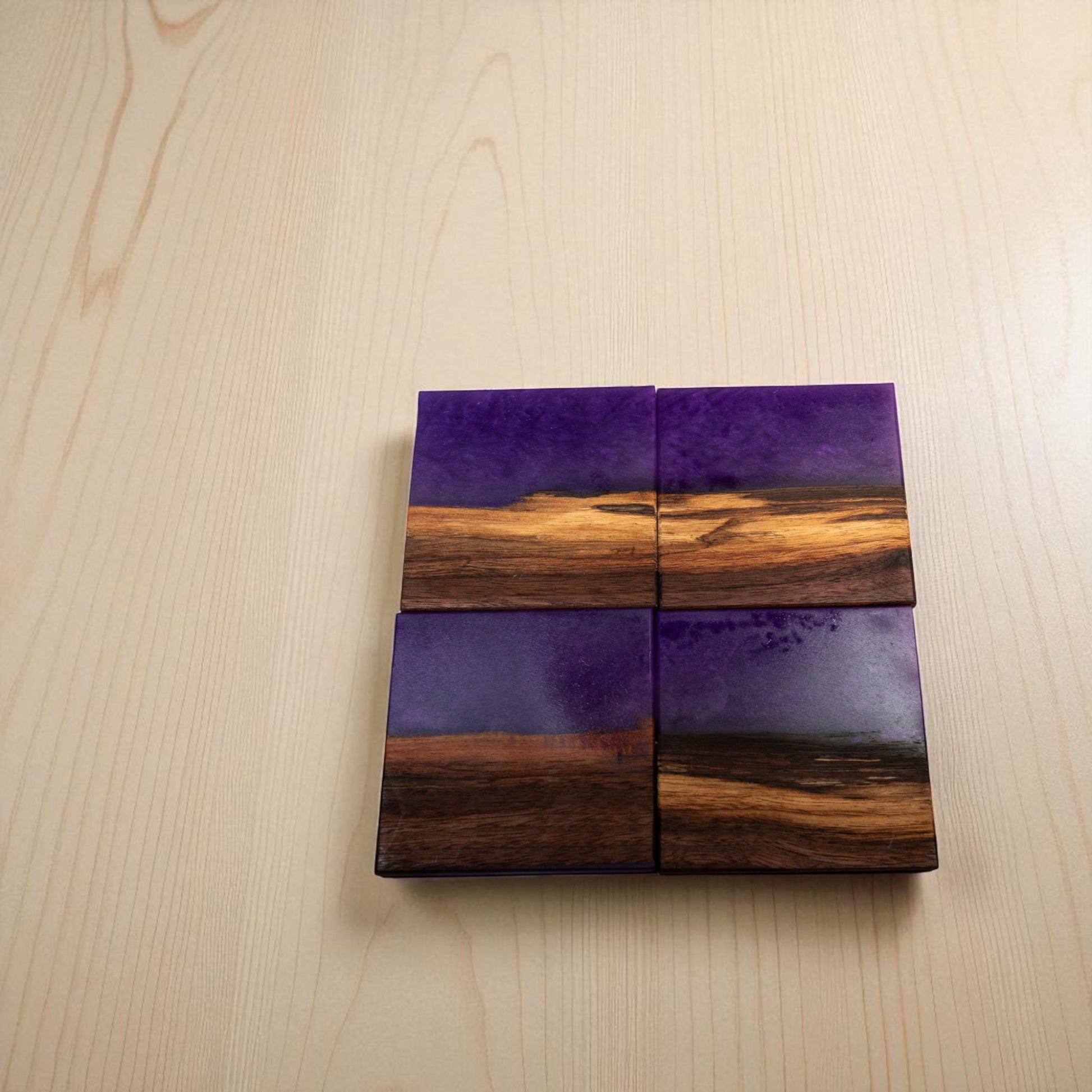 Walnut with Purple Epoxy Coaster