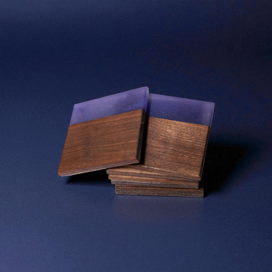Walnut with Purple Epoxy Coaster