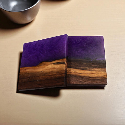 Walnut with Purple Epoxy Coaster
