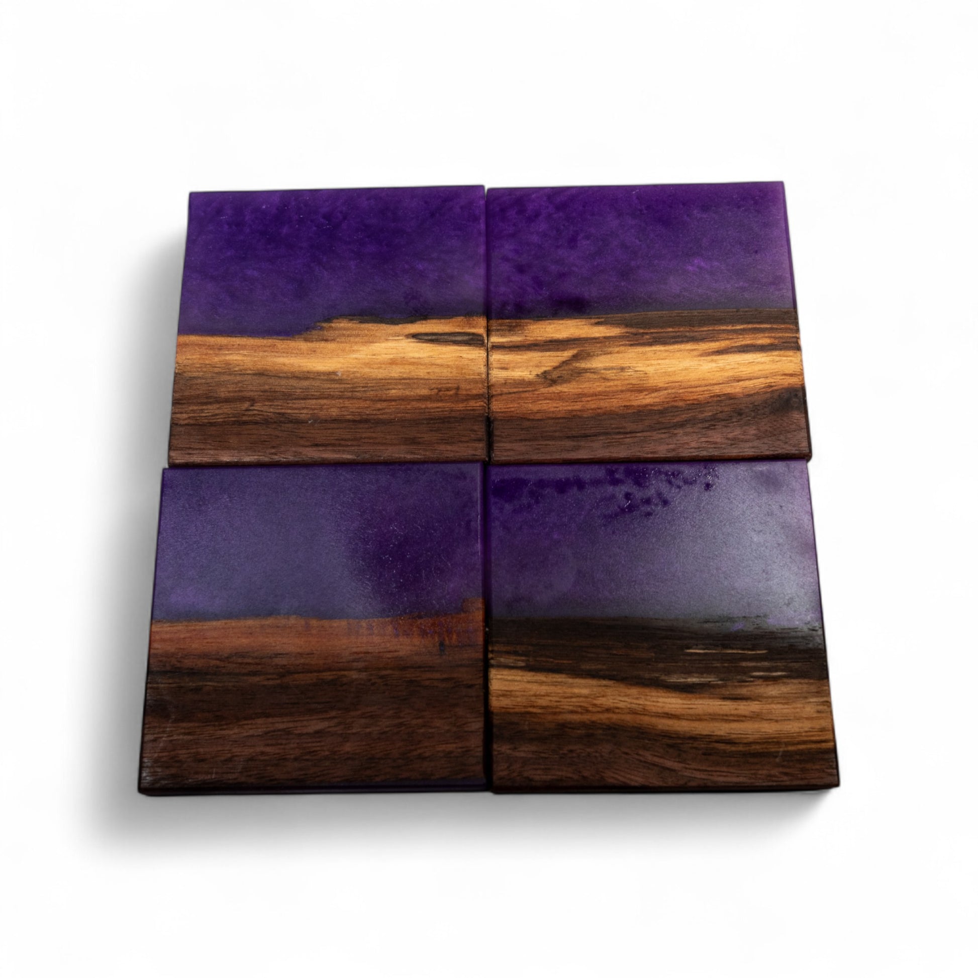 Walnut with Purple Epoxy Coaster