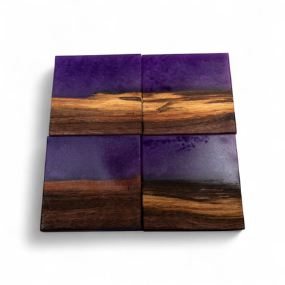Walnut with Purple Epoxy Coaster