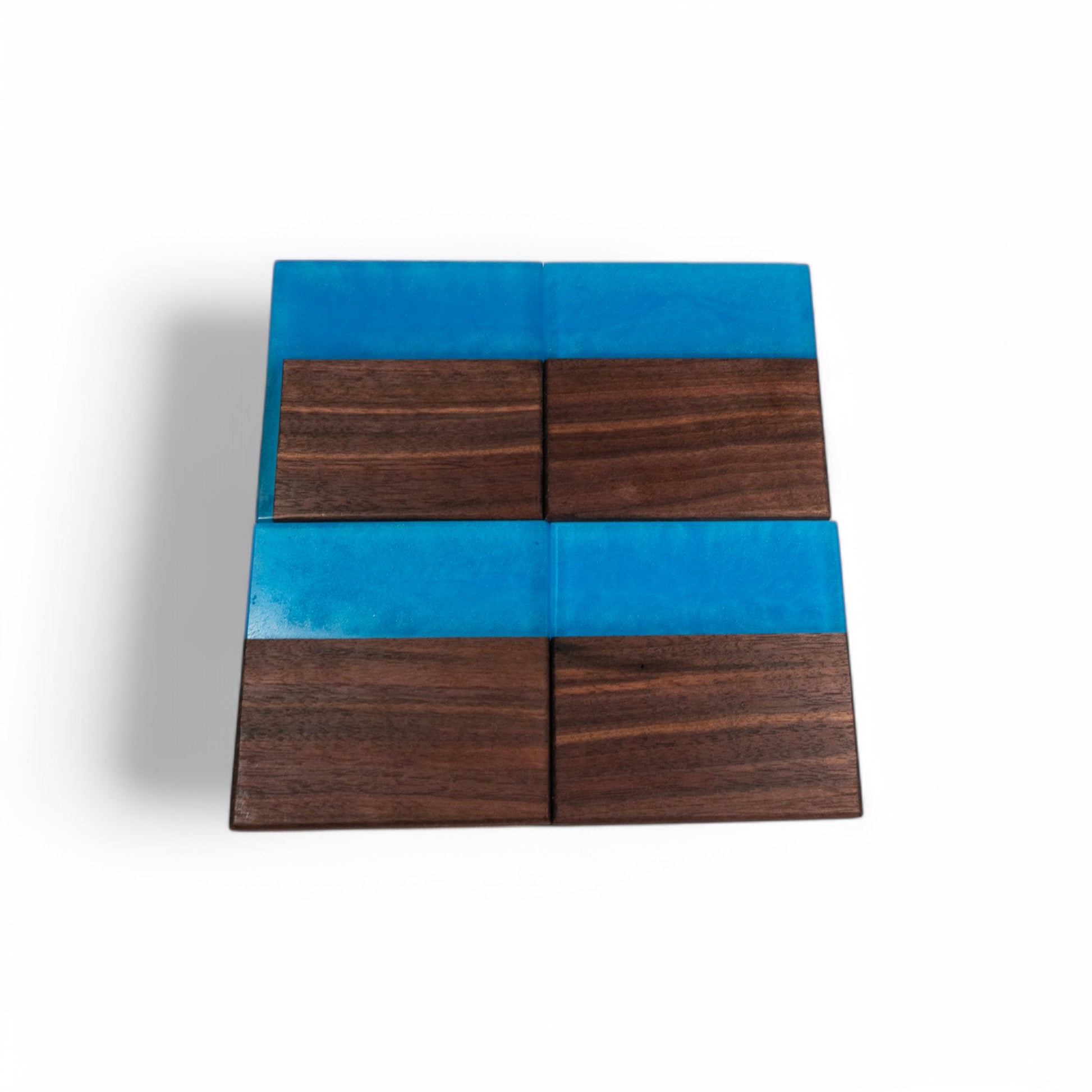 Walnut with Rainbow Blue Epoxy Coaster