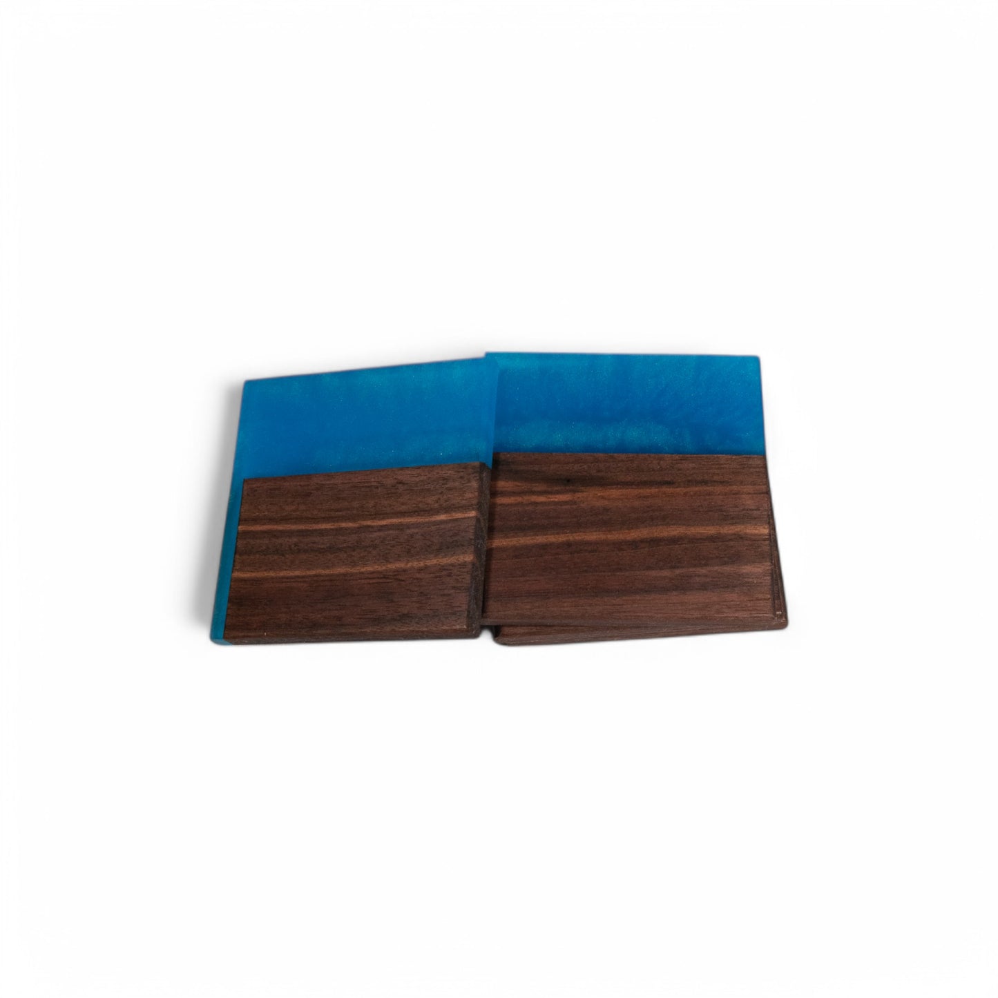 Walnut with Rainbow Blue Epoxy Coaster