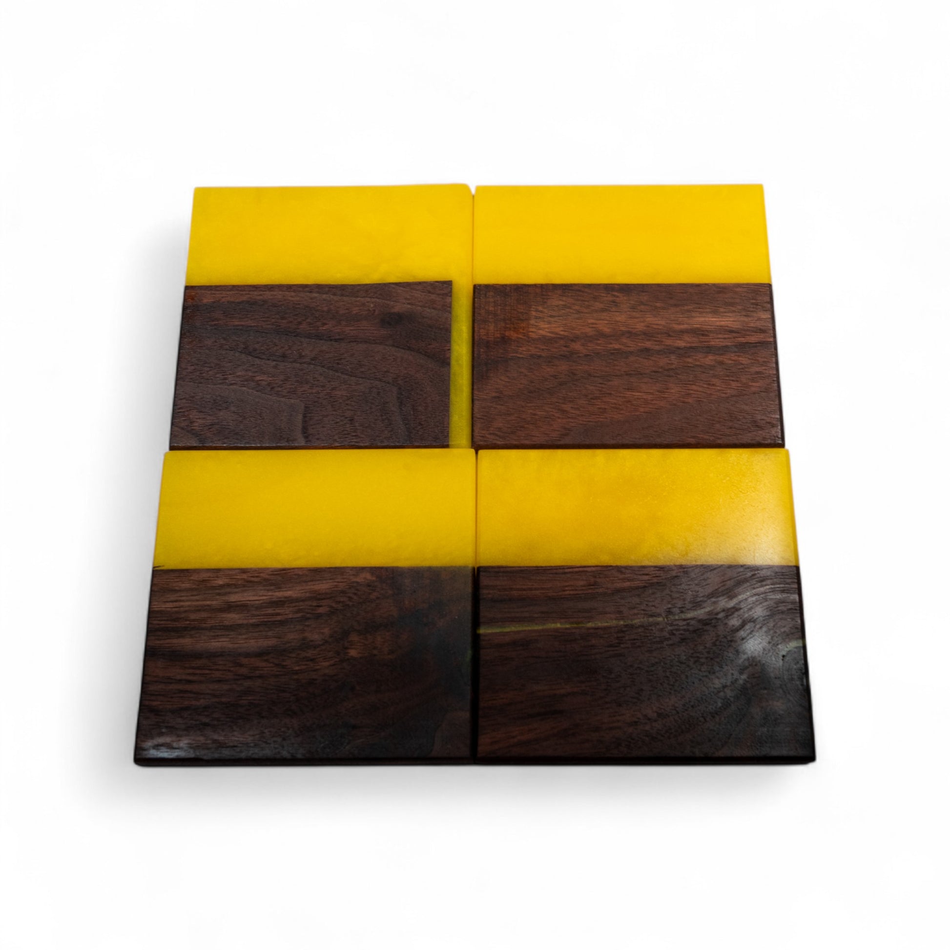 Walnut with Yellow Epoxy Coaster