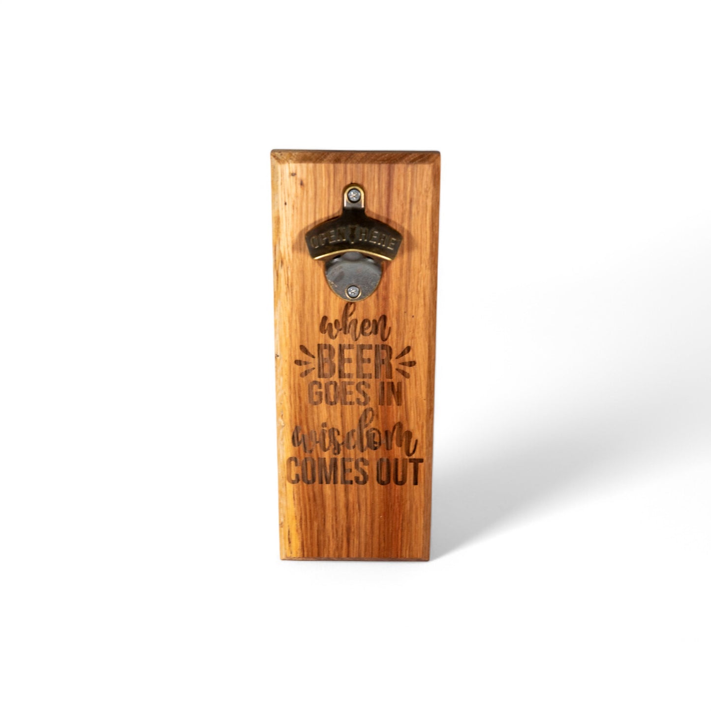 When beer Goes in" Wall Mounted Magnetic Bottle Opener