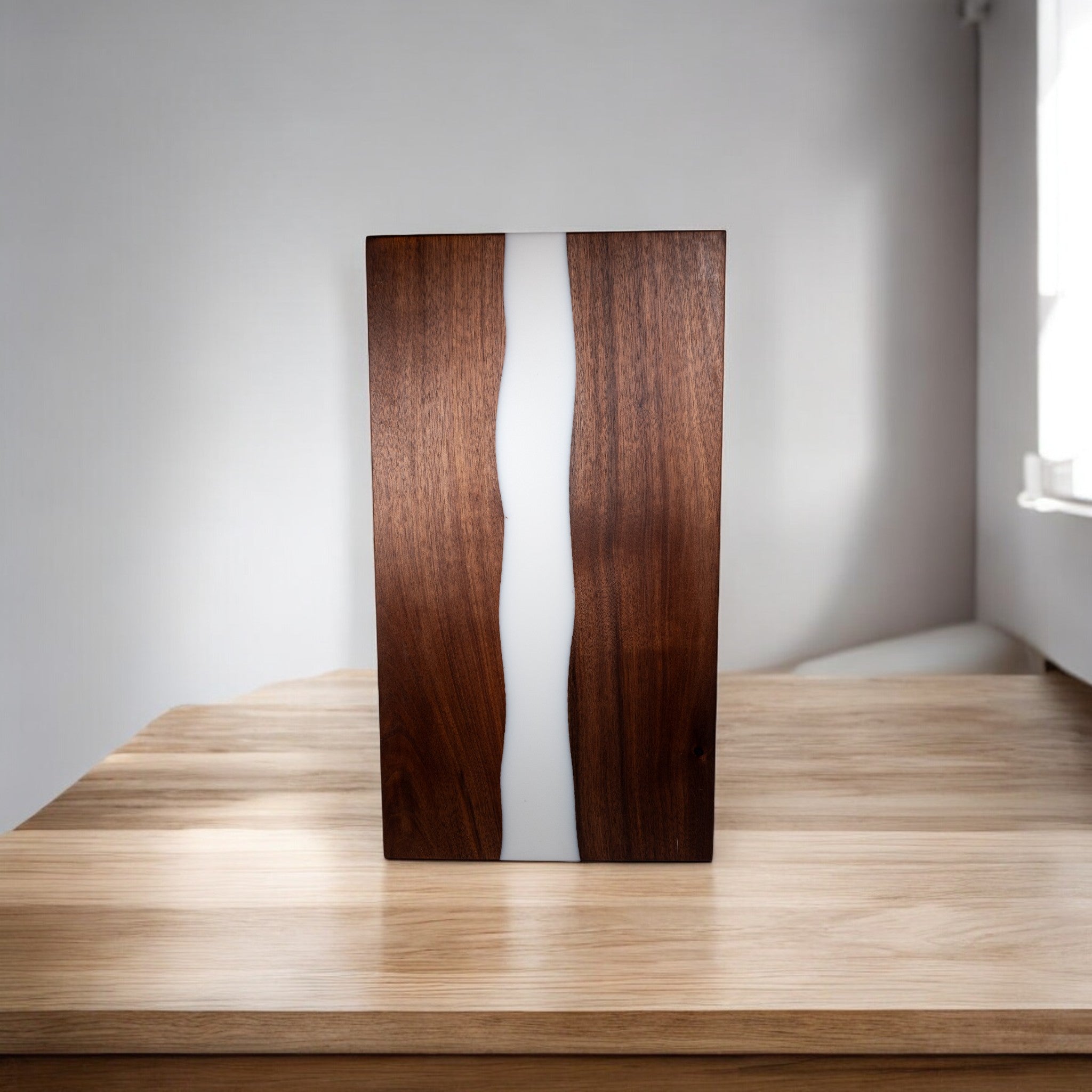 White Epoxy with Walnut Charcuterie Boards/Serving Board