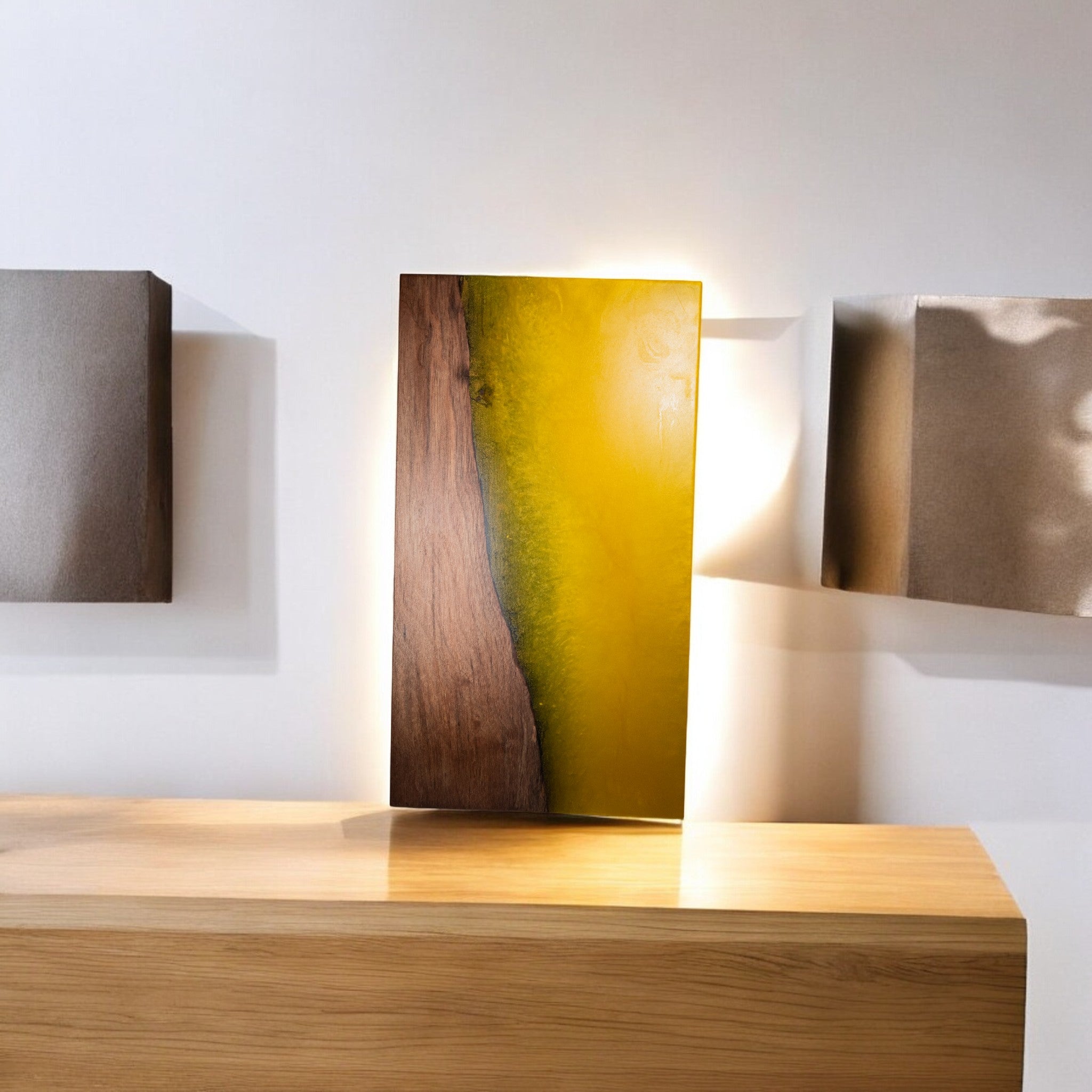 Yellow Epoxy Walnut Wood Charcuterie Boards/Serving Board