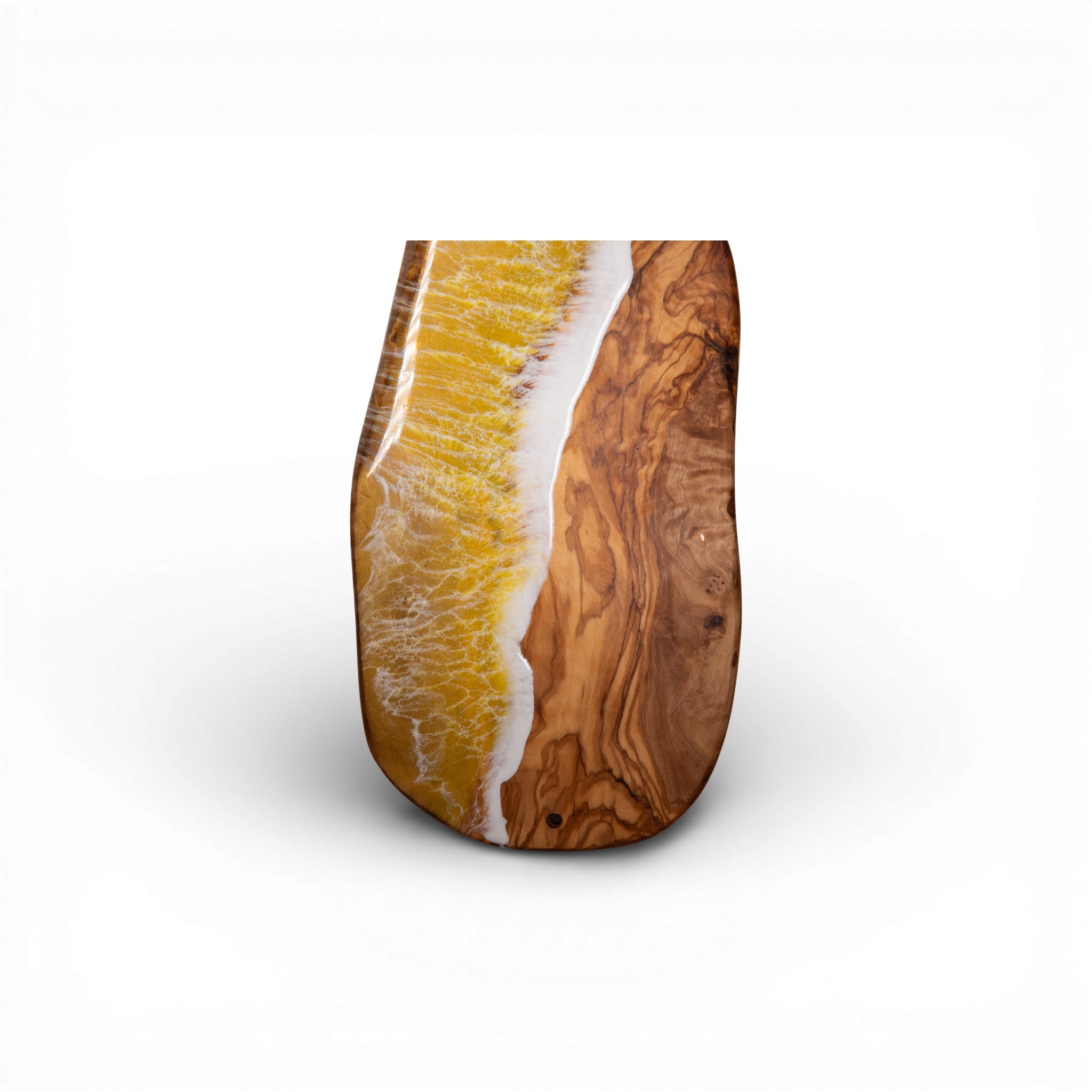 Yellow Handcrafted Ocean Wave Olive Wood Charcuterie Board - Serving Platter