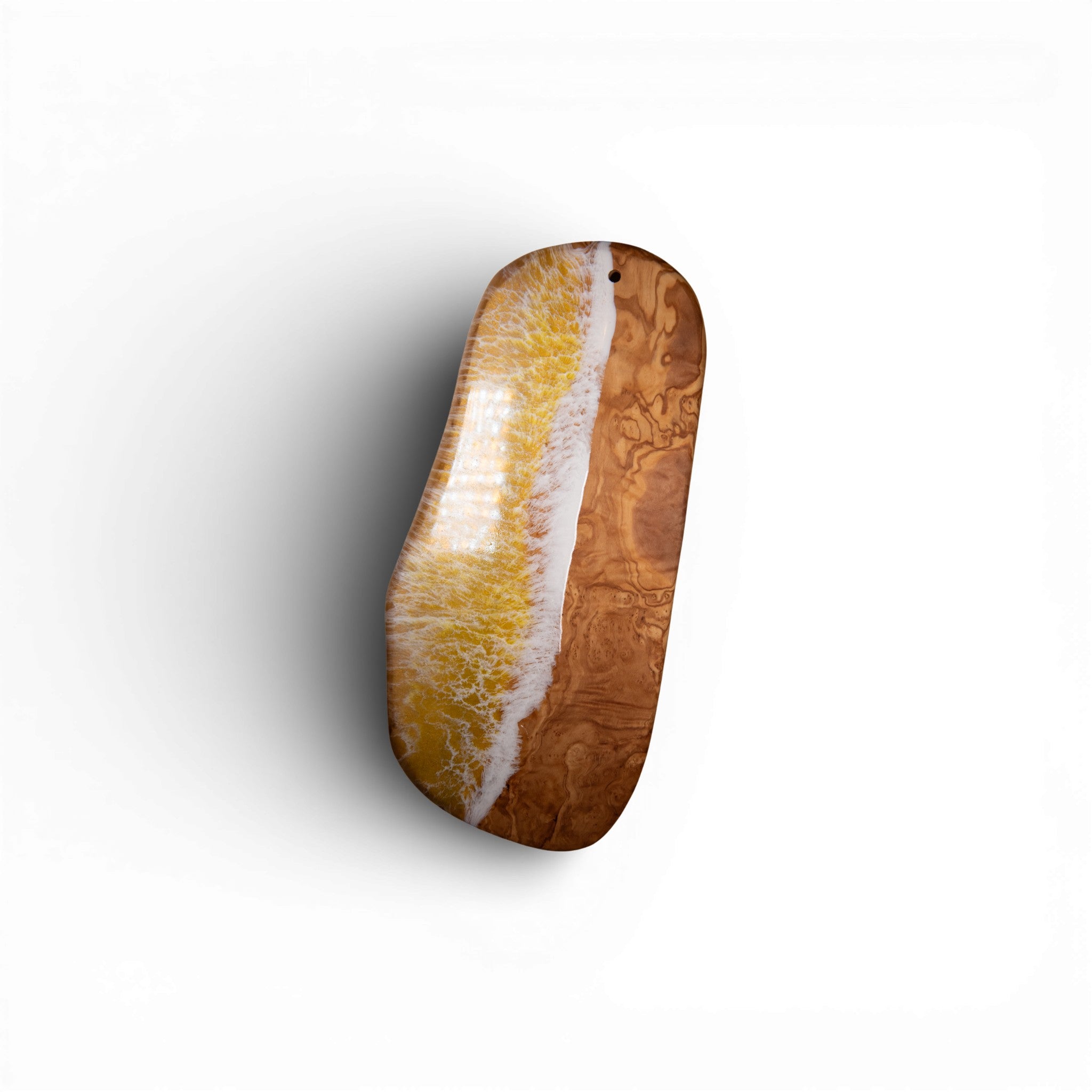 Yellow Handcrafted Ocean Wave Olive Wood Charcuterie Board - Serving Platter