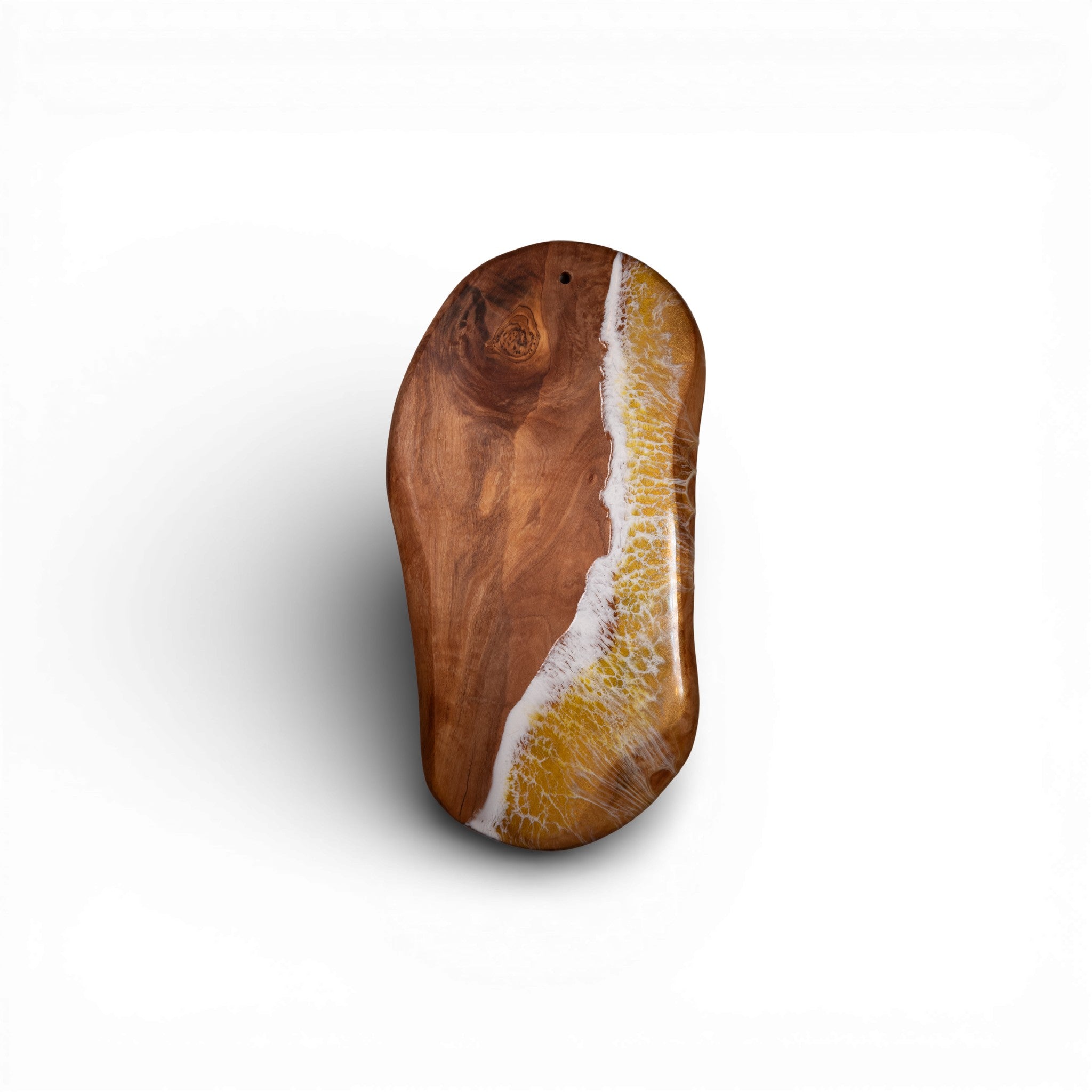 Yellow Handcrafted Ocean Wave Olive Wood Charcuterie Board - Serving Platter