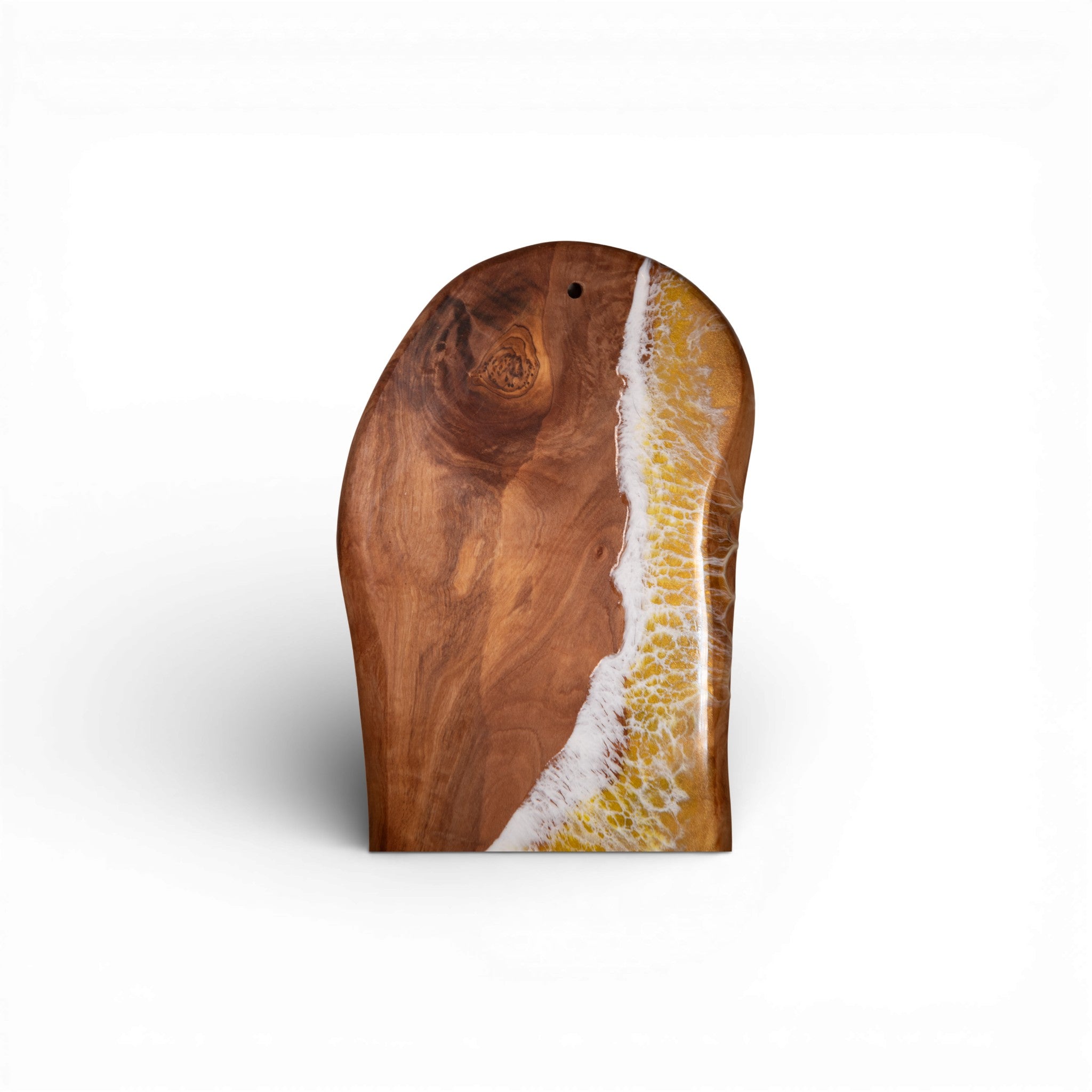 Yellow Handcrafted Ocean Wave Olive Wood Charcuterie Board - Serving Platter