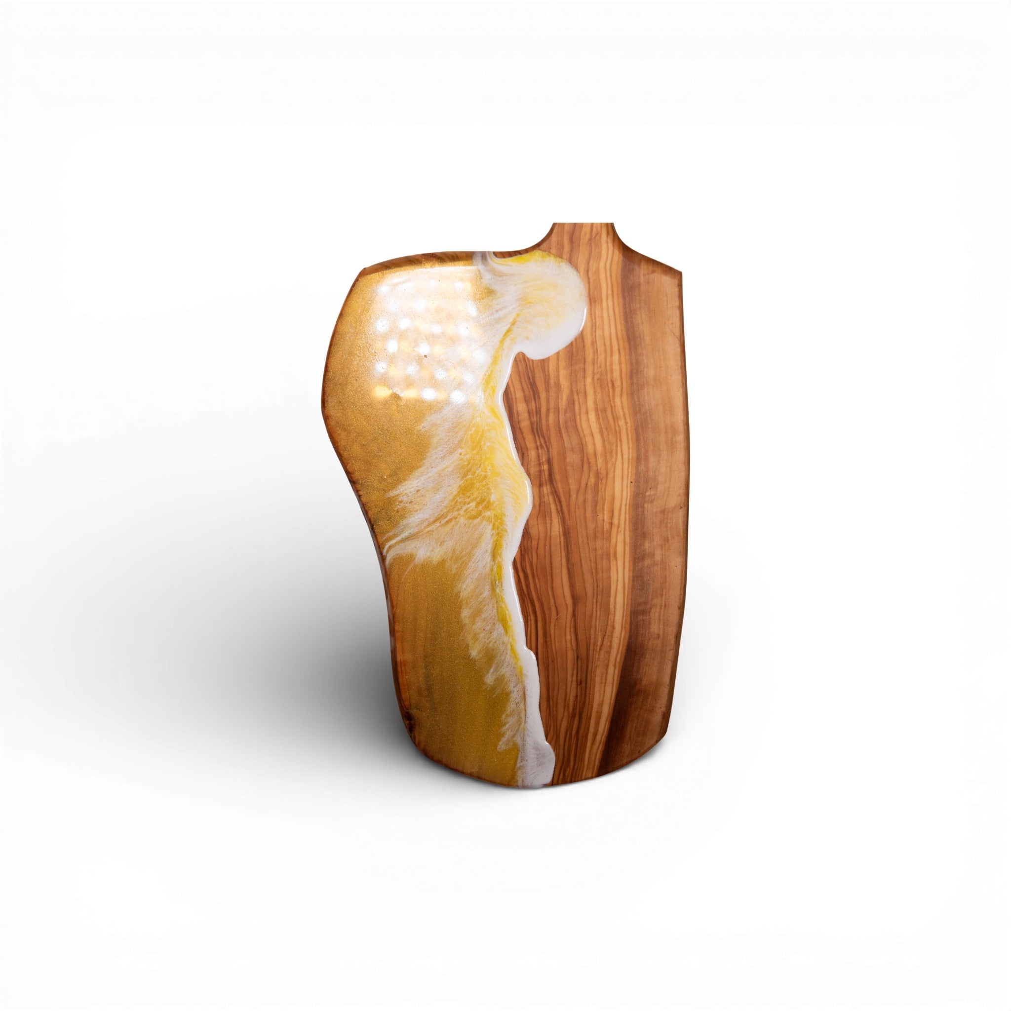 Yellow Handcrafted Ocean Wave Olive Wood Charcuterie Board - Serving Platter