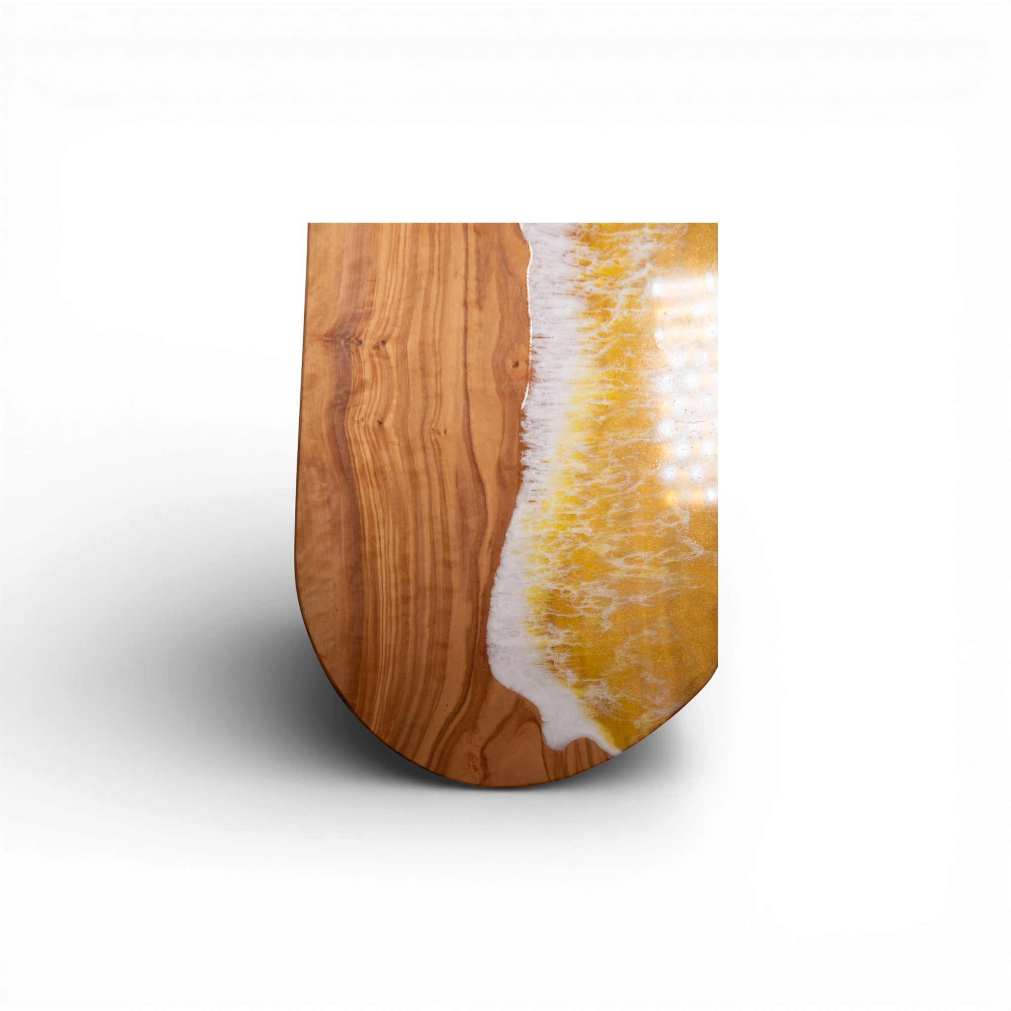 Yellow Handcrafted Ocean Wave Olive Wood Charcuterie Board - Serving Platter