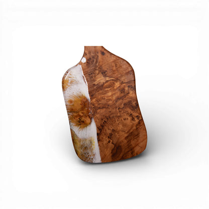 Yellow Handcrafted Ocean Wave Olive Wood Charcuterie Board - Serving Platter